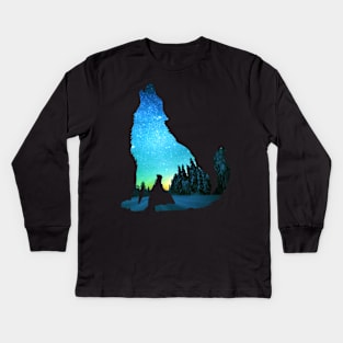 winter wolf Kids Long Sleeve T-Shirt